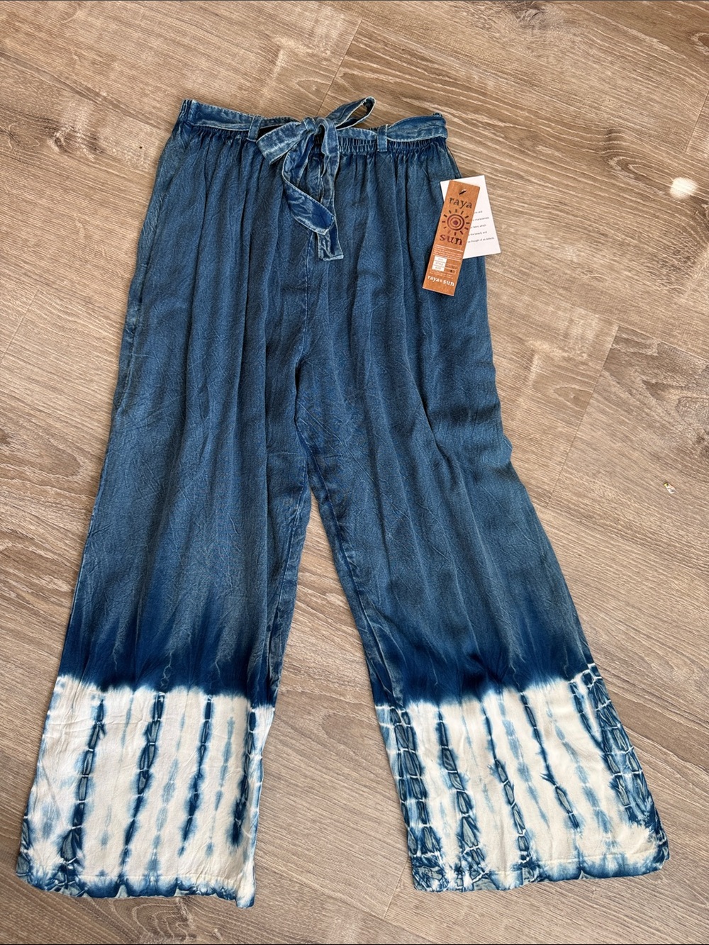 raya sun Indigo Tie-Dye Wide Leg Jeans